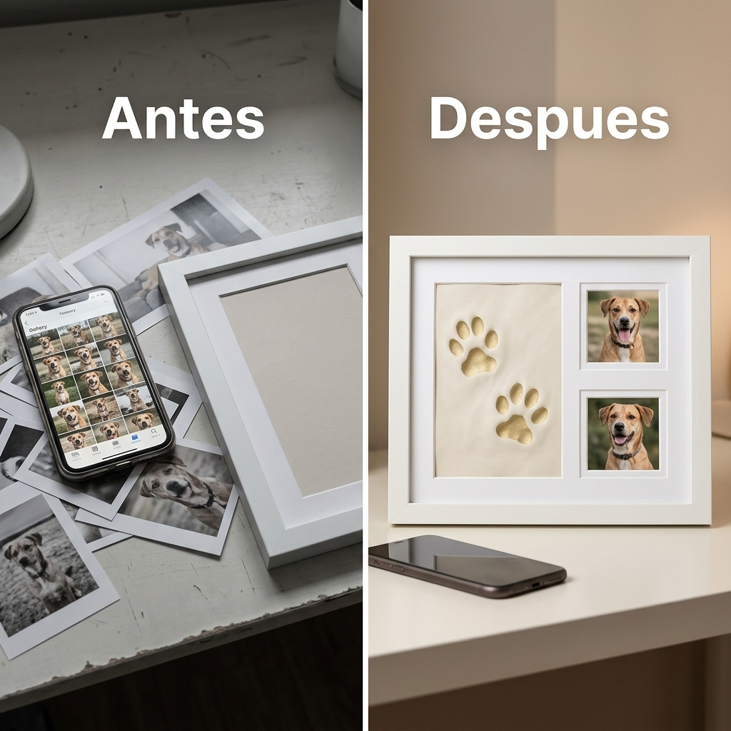 Cuadro huella de gato y perro en casa