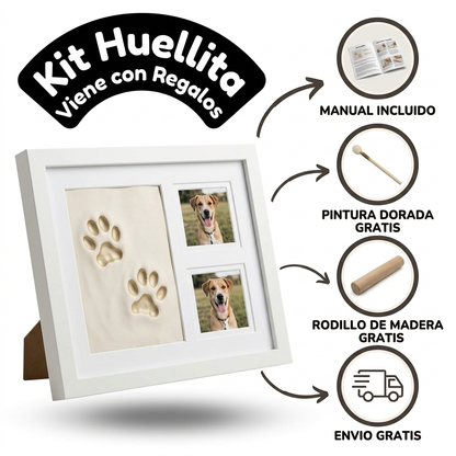 Cuadro huella de mascota en arcilla con fotos de perro